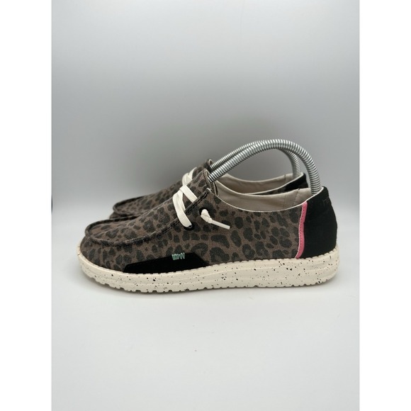 Hey Dude Shoes - Hey Dude Wendy Jungle Brown Leopard Print Slip On Shoes Sneakers Size 8 Comfy